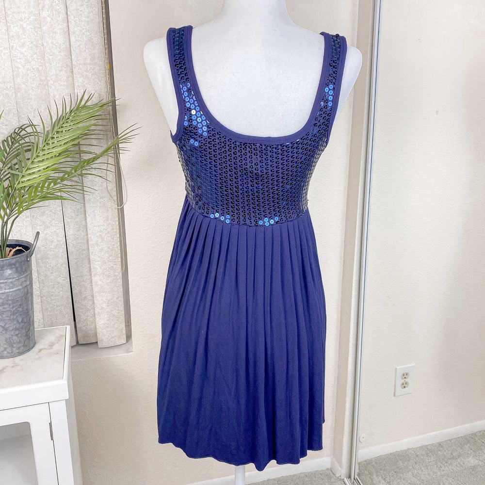 Bailey44 Barneys Babydoll Coop Blue Sequin Super Nova Mini Dress Size Small - Picture 7 of 13